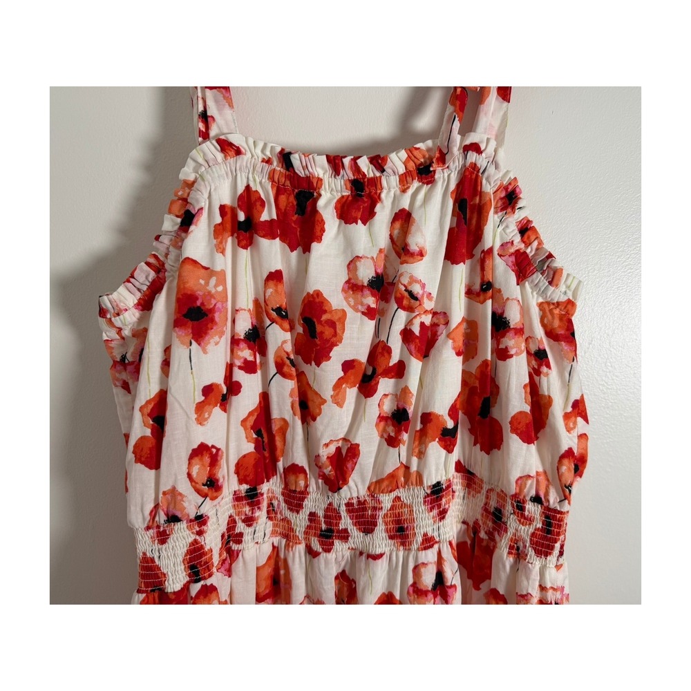Matilda Jane Womens Red Poppy‎ Floral Cotton Tiered Maxi Dress Tie Strap XL